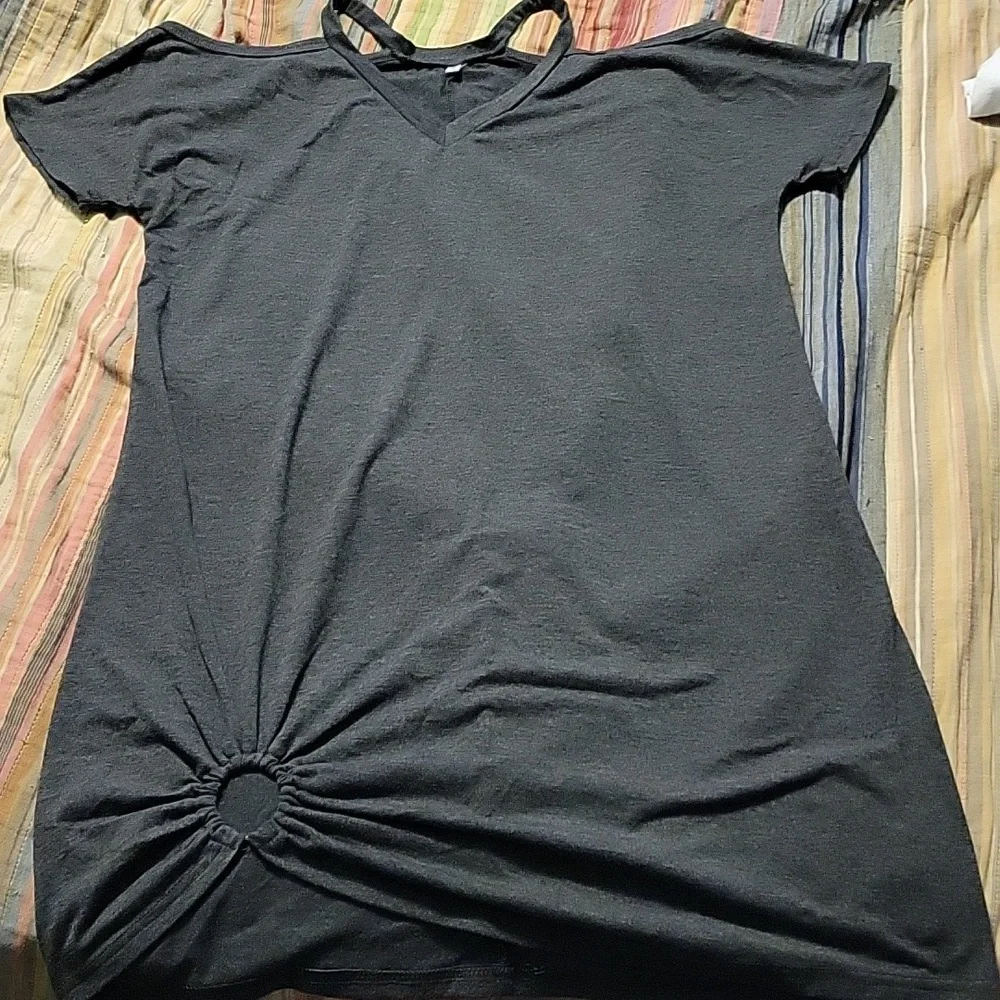 V-Neck T-Shirt Dress with Ruched Detail - Picture 1 of 3